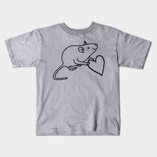 Minimal Rat Holds Your Heart Outline Kids T-Shirt